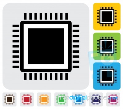 Cpu Or Computer Processor Icon(symbol)- Simple  Graphic Stock Image