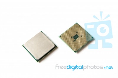Cpu, Processor. Computer Central Processor Unit On White Backgro… Stock Photo