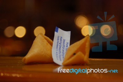 Cracked Fortune Cookie Stock Photo