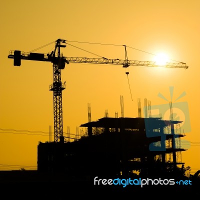 Crane Building Construction Site Stock Photo