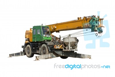 Crane Truck With Clipping Path Stock Photo