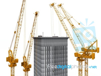 Crane With Construction Building Stock Image