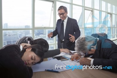 Crazy Business Man In Office Meeting Room Stock Photo