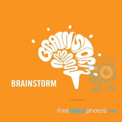 Creative Brain Sign And Brainstorm Concept.brain Logo Stock Image