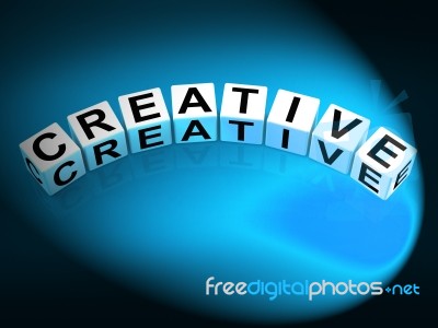 Creative Dice Mean Innovative Inventive And Imaginative Stock Image