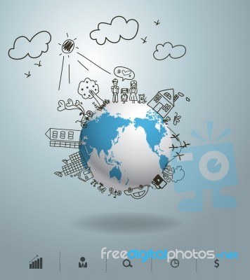 Creative Drawing On Global Ecology Concept Stock Image