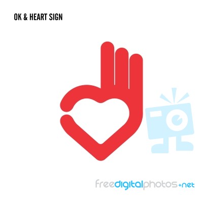Creative Hand And Heart Shape Abstract Logo Design Stock Image