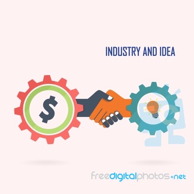 Creative Handshake Sign And Industrial Idea Stock Image