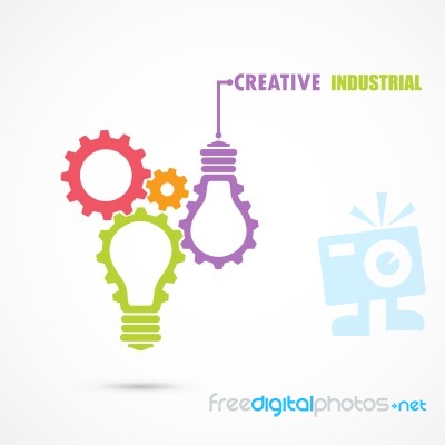 Creative Light Bulb And Gear Abstract  Design Banner Stock Image