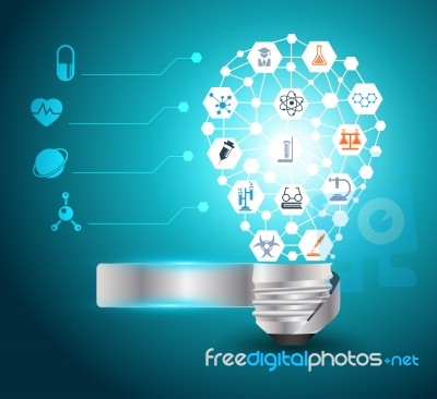Creative Light Bulb Idea With Chemistry And Science Icon Stock Image