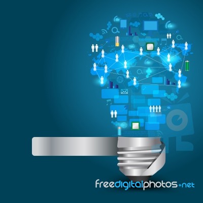 Creative Light Bulb With Technology Business Network Stock Image