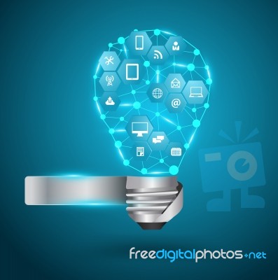 Creative Light Bulb With Technology Business Network Process Stock Image