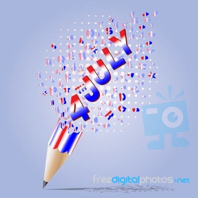Creative Pencil Broken Streaming With Text 4th July American Stock Image