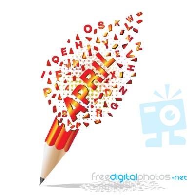 Creative Pencil Broken Streaming With Text April Illustration Ve… Stock Image