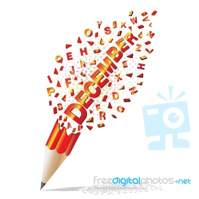 Creative Pencil Broken Streaming With Text December Illustration… Stock Image