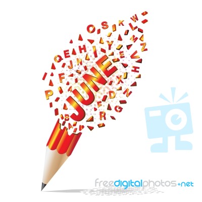 Creative Pencil Broken Streaming With Text June Illustration Vec… Stock Image