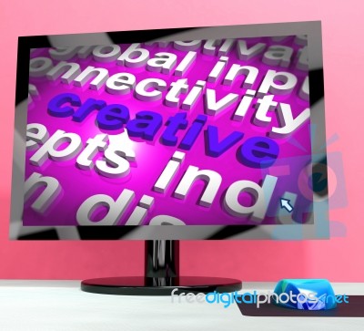 Creative Word On Computer Representing Innovative Ideas Stock Image