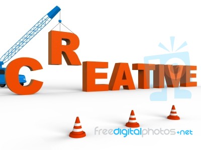 Creative Word Shows Inspired And Imaginative 3d Rendering Stock Image