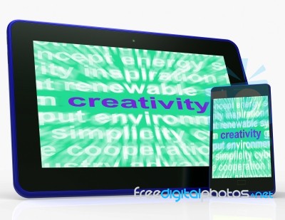 Creativity Tablet Shows Originality, Innovation And Imagination Stock Image