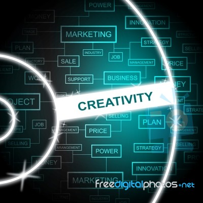 Creativity Word Shows Creative Vision And Imagination Stock Image