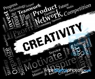 Creativity Words Represent Innovation Ideas And Imagination Stock Image