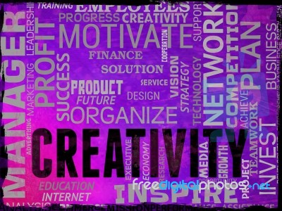 Creativity Words Represents Vision Innovation And Inspiration Stock Image