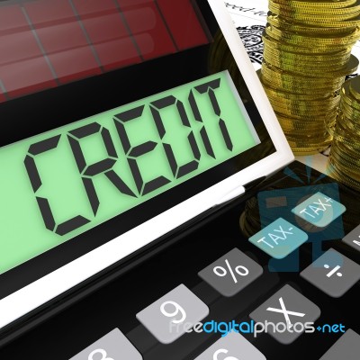 Credit Calculator Shows Financing Borrowing Or Loan Stock Image