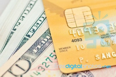 Credit Card And Banknotes Stock Photo