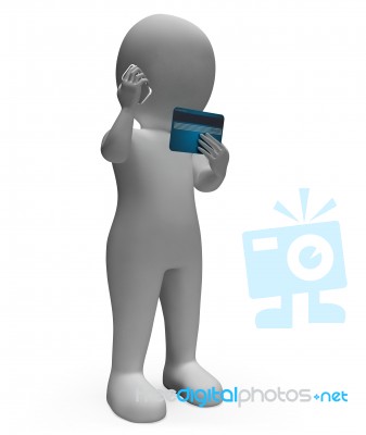 Credit Card Indicates Currency Spending And Render 3d Rendering Stock Image