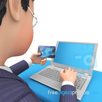 Credit Card Indicates World Wide Web And Business 3d Rendering Stock Image