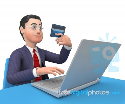 Credit Card Indicates World Wide Web And Businessman 3d Renderin… Stock Image