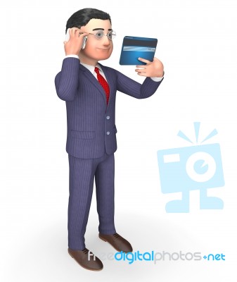 Credit Card Means Business Person And Banking 3d Rendering Stock Image