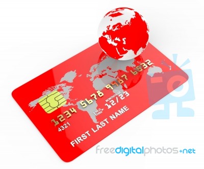 Credit Card Means Commerce Planet And Banking Stock Image