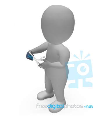 Credit Card Means Financial Man And Spend 3d Rendering Stock Image