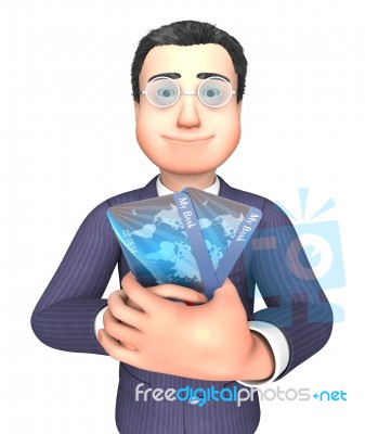 Credit Card Represents Business Person And Bought 3d Rendering Stock Image