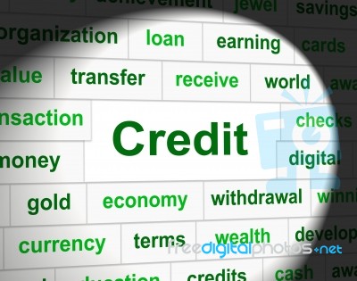 Credit Debts Represents Debit Card And Cashless Stock Image