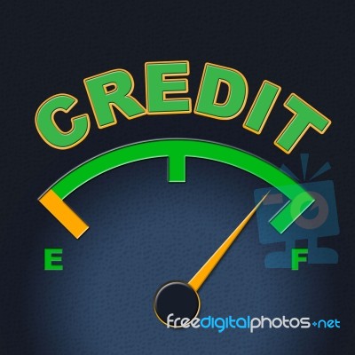 Credit Gauge Represents Debit Card And Bankcard Stock Image