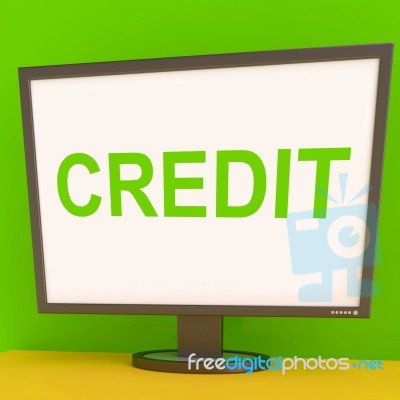 Credit Screen Shows Finance Debt Or Loan For Purchasing Stock Image