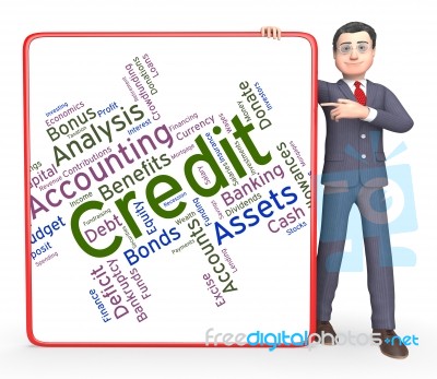 Credit Word Indicates Debit Card And Bankcard Stock Image