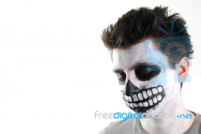 Creepy Skeleton Guy (carnival Face Painting) Stock Photo