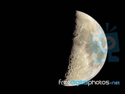 Crescent Moon On Black Background Stock Photo