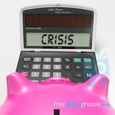 Crisis Calculator Shows Economic Panic And Worry Stock Image