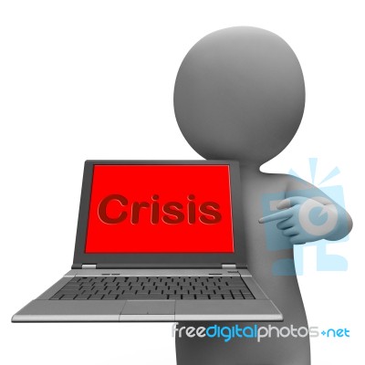 Crisis Laptop Means Calamity Trouble Or Dangerous Situation Stock Image