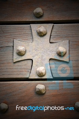 Cross Lombardy   Arsago   A  Door Curch  Closed Stock Photo