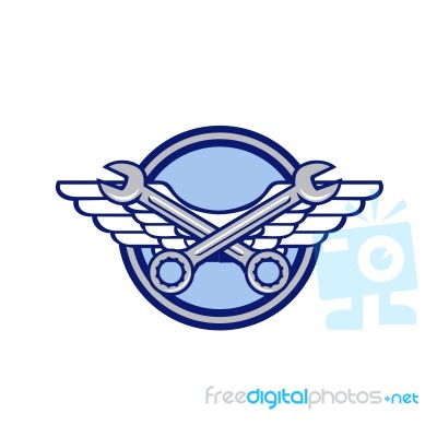 Crossed Spanner Air Force Wings Icon Stock Image