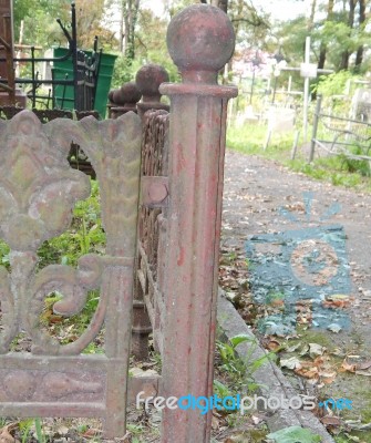 Crosses On Graves Cemetery And Fences   Stock Photo