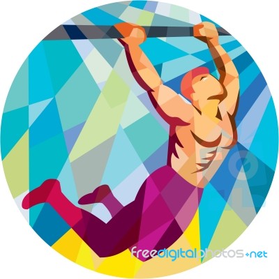 Crossfit Pull Up Bar Circle Low Polygon Stock Image