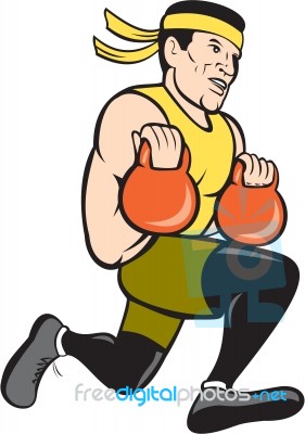 Crossfit Runner With Kettlebell Cartoon Stock Image Crossfit Runner With Kettlebell Cartoon Stock Image