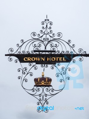 Crown Hotel Sign In Southwold Stock Photo