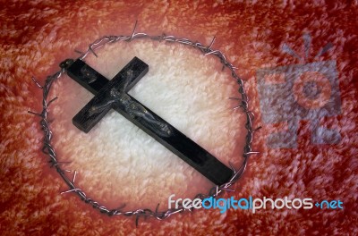 Crown Of Thorn And Crucifix Stock Photo